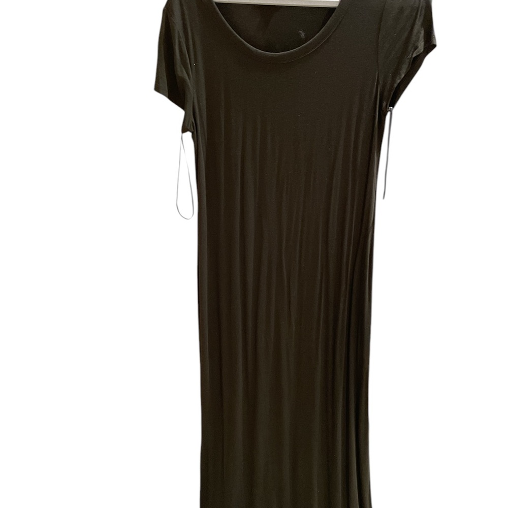 Women’s Style & Co khaki green scoop neck short sleeve maxi dress size PM